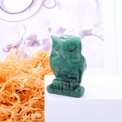 China China Natural Jade Crystal Owl Hand-carved Crafts Animal Home Furniture for sale