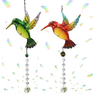 China China Wholesale Crystal Hummingbird Sun Catcher Glass Sun Catcher Garden Decoration for sale