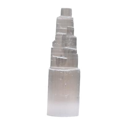 China Column Natural Sculpture Energy Tower Modern China Gypsum Selenium Furniture Lamp for sale