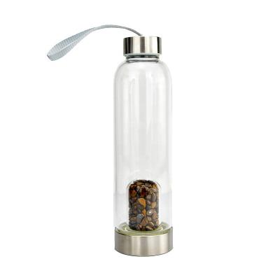 China Wholesale Viable Natural Crystal Stone Healing Energy Glass Cover Stone Bottle for sale