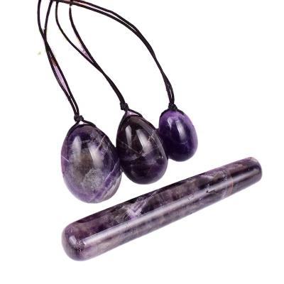 China China Natural Amethyst Female Yoni Egg Magic Wand Set Muscle Firming Massage Jade Egg for sale