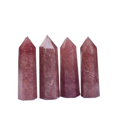 China China Crystal Strawberry Energy Column Wholesale Hot Selling Crystal Stone Grinding Single Acute Prism for sale