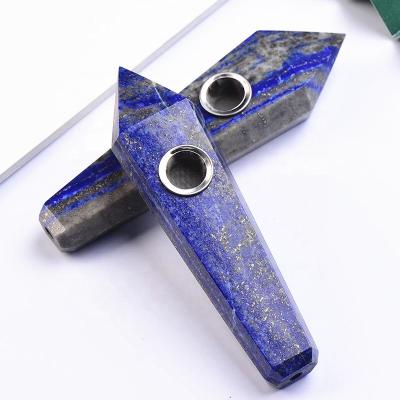 China Wholesale quality eco-friendly natural quartz crystal chimney lapis lazuli smoking pipe for sale