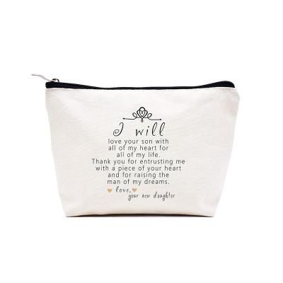 China Custom Lightweight Makeup Travel Zipper Canvas Fashion Cotton Cosmetic Pouch Bag for sale