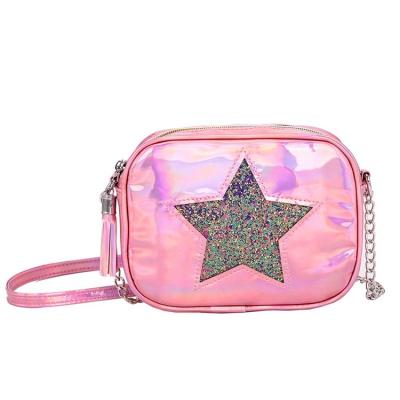 China Fashion/Fancy Trendy Star PU Kids Holographic Bag With Girl Chain Cross - Body Bags Shoulder Bags For Girls for sale