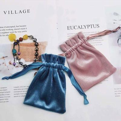 China Daily Use Travel / Outside / Business Custom Suede Design Bags Jewelry Packaging Pouch Velvet Drawstring Bags Pouches With Ribbon for sale