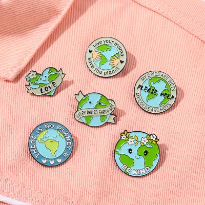 China Europe Savings Planet Enamel Pins Daily Is Earth Day NO PLANET B Recycle Green Lapel Pin Oppose Ambient Global Warming Badge for sale