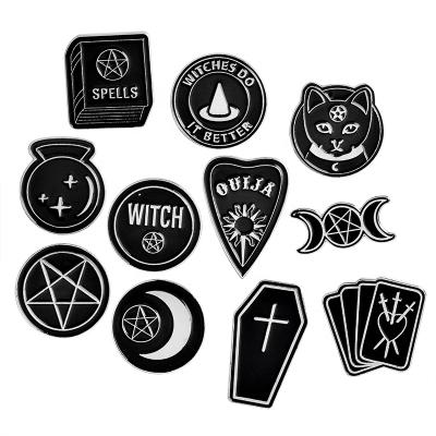 China Handmade Europe Witch Ouija Moon Tarot Book New Gothic Enamel Pins Badge Denim Jacket Metal Opens Brooches Gifts For Women Men for sale