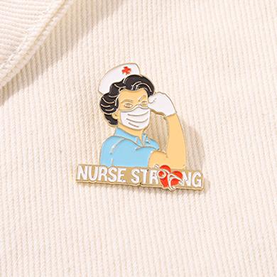 China Strong Enamel Pin Medical Staff Big Bag Uniform Lapel Pin Jewelry Gift Custom Creative Funny Europe Nurse Badge for Nurses Day for sale