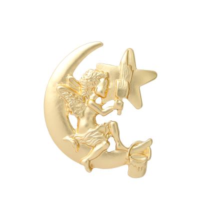 China Europe Factory Direct Selling Enamel Pin Angel Star Moon Brooches Lapel Good Badge Omens Pin Nautical Crafts for sale