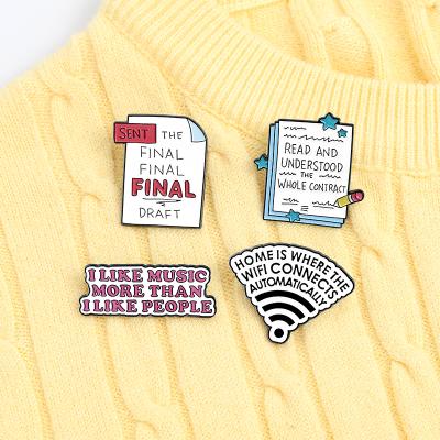 China Europe To Do List Enamel Pins Hug Wholesale Funny Quote Brooches Bag Clothes Lapel Pin Label Badge Cartoon Jewelry Gift Friends for sale