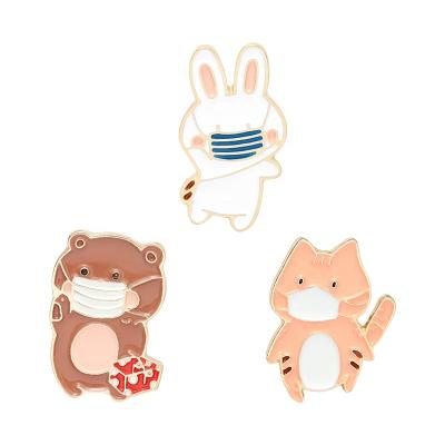 China Europe Second-Hand Price Enamel Pin Fair and Lovely Brands Support Rabbit Cat Brooches Animal Bag Pins Metal Craft Gifts for Kids Friends for sale