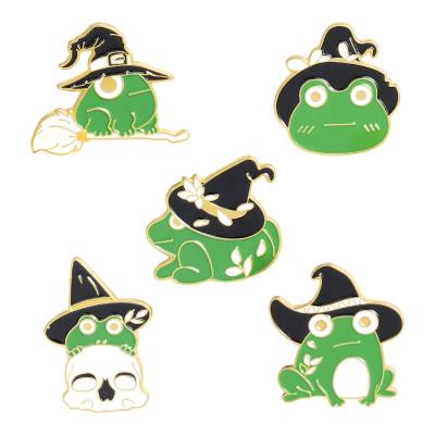 China Europe Factory Direct Selling Animal Enamel Pins Lapel Magic Skeleton Badges Brooches Creative Frog Hat Crafts For Boys for sale