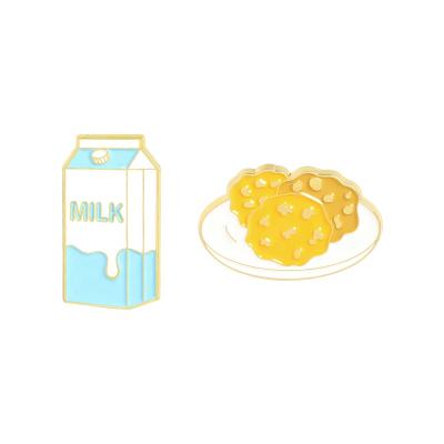 China Europe second-hand price fashion milk dessert high quality enamel pins metal brooches jewelry dating gift for kids for sale