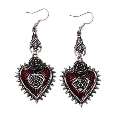 China Other Europe fashion trend ear stud black gothic punk style Rose Heart Blood Eye Oil drop earrings wild trinket for cool girls for sale