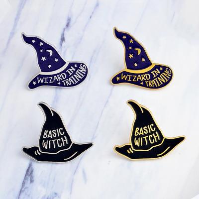 China Europe BASIC WITCH Hat Pins Button Pin Wizard Forming World Sortinghat Magic Badge For T-shirt Metal Craft Gift For Kids Friend for sale