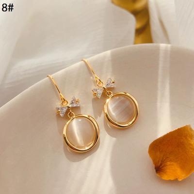 China Other Concise Wholesale INS Jewelry Girl Geometric Square Rhinestone Ear Stud Set 925 Sterling Silver Needle Opal Earrings for sale