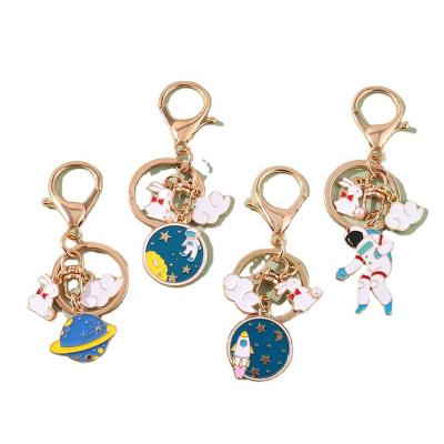 China Rabbit Creative Metal Keys Planet Main Chain Fairy And Lovely Marks Cloud Rocket Astronaut Star Cute Key Rings For Kid Friend for sale