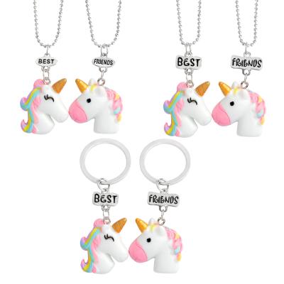 China Creative Animal Keychains BFF Keychains 2pcs/set Horse BEST FRIENDS Necklaces Jewelry Birthday Gift For Friend Ladybro for sale