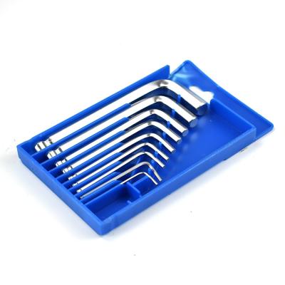 China Chrome Vanadium Steel 9pcs Allen Wrench Hex Key Set L Stuffed Boxes Type DIY Tool Ball Key End for sale