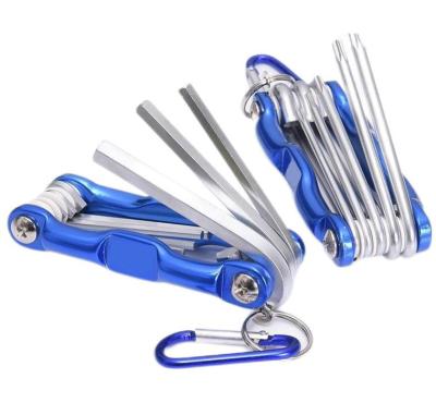 China Chrome Vanadium Steel Folding 8PCS Portable Wrench Set Allen Wrenches Chrome Vanadium Steel Torx Hex Key Set for sale