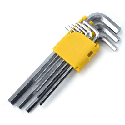 China Chrome Vanadium Steel Hex Key Allen Key Set Set Arm Extra Long Hex Key Set 9pcs Customized OEM Logo Flat Head Matte Allen Keys for sale