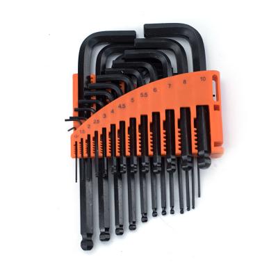 China Steel Allen Wrench L Type Chrome Vanadium 18pcs Hand Tools Hex Key Inner Ball Set Head Hexagonal Wrenches Cr-V Hex Key Black Oxide for sale