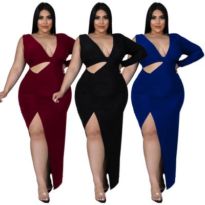 China New design breathable plus size women's dress/2022 round neck dress/2022 tight hip print wrap women's clothing for sale