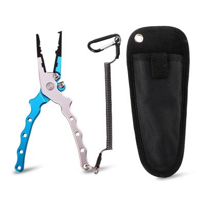 China Luxury and Comfortable High Quality Aluminum Straight Jaw Fishing Pliers with Multifunctional Lanyard Saltwater Fishing Tackle Tools for sale