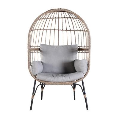 China Contemporary simple wicker balcony patio outdoor PE furniture aluminum metal garden egg chair with cushion for sale