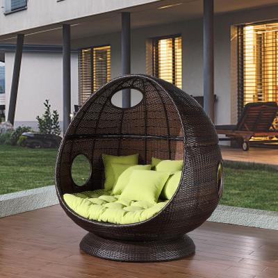 China Modern Luxury Large Double Seat Indoor High Quality Outdoor Aluminum Rattan Egg Shaped Chair for sale