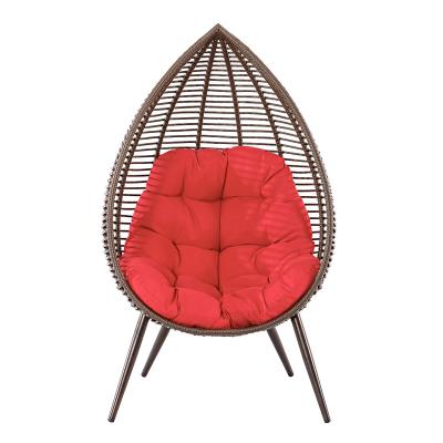 China JIAHE Contemporary Modern Stable Shape Outdoor Garden Waterdrop Rattan Wicker Chair With Soft Cushion for sale