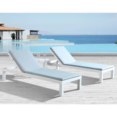 China Contemporary 3 Piece Luxury Modern Aluminum Beach Outdoor Pool Furniture Patio Cushions Sofa Chaise Lounge With Adjustable Back for sale