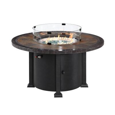 China High Quality Outdoor Round Stainless Steel Fire Pit Heater Outdoor Table With Tempered Glass Guard for sale