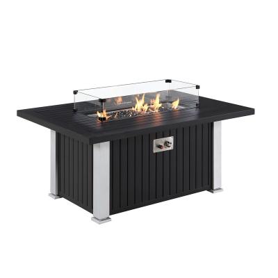 China Outdoor Patio Garden Table Top Stainless Steel Fire Pit Stocked Rectangular Aluminum Table for sale