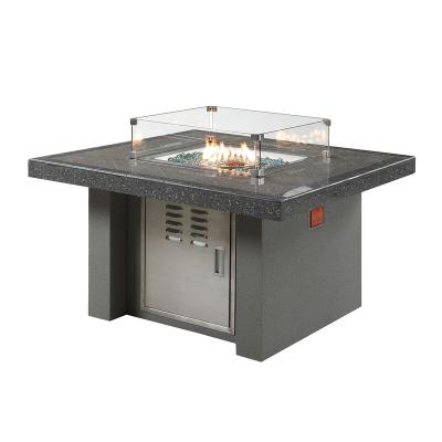 China High End Blue Cog Music Function Marble Top Gas Fire Outdoor Heating Pit Tables For Outdoor Patio for sale