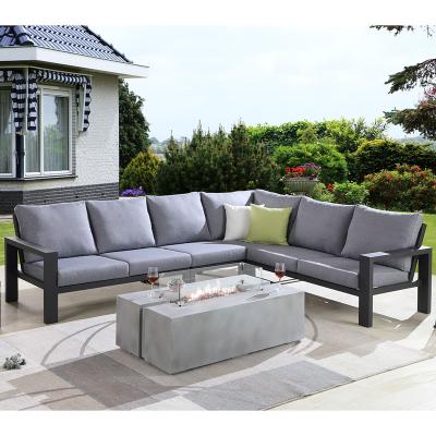 China Outdoor Indoor Outdoor Patio Furniture Garden Sofa and Gas Fire Pit Table Burner Set for sale