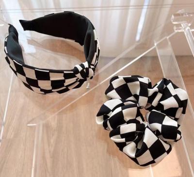 China Popular soft fashion plaid fabric set hair accessories for women plaid fabric collection for sale