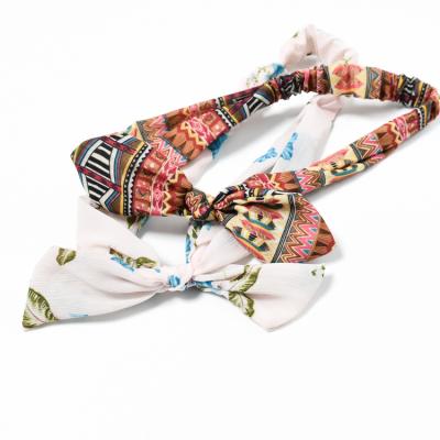 China 2021Custom Boho Soft Elastic Knot Bow Hairband Headwrap Pattern Knotted Headband for sale