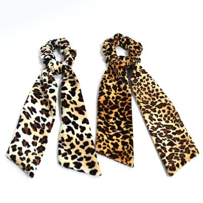 China Custom Hair Ring Elastic Hair Tie Leopard Long Durable Fashionable Luxury Hair Ties for sale