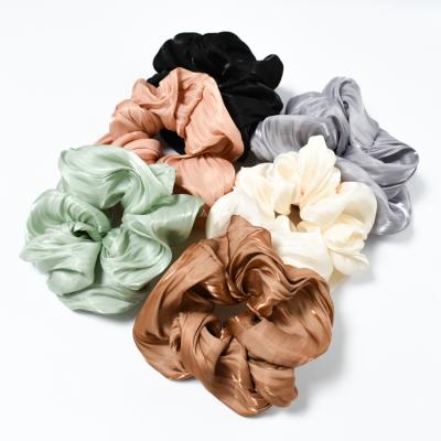 China 2021 New Polyester Large Size Satin Silk Custom Size Color Soft Material Scrunchies Oversized Scrunchies for sale