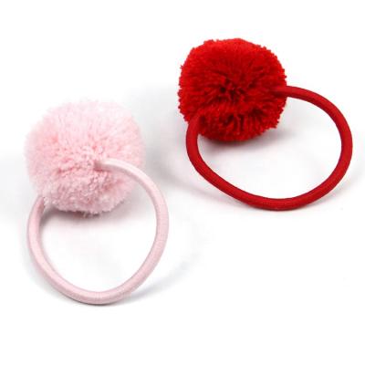 China Fresh Senator Female Pom Pom Elastic Hair Ties Ring Korean Head Rope Small Ponytail Beautiful Fashion Traceless Hair for sale