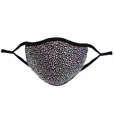 China Fashion Crystal Full Facemask Sexy Mysterious Face Rhinestone Cotton Face Mask for sale