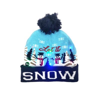 China 2021 New Christmas Elk Snowman JOINT Christmas Tree Tendr Wool Ball Knitted Hat Color Bright Decorative Hat for sale