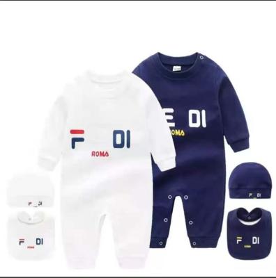 China Long Sleeve Fashion Cotton Romper Newborn Baby Clothes Set With Hat And Bibs for sale