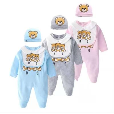 China Fashion China Suppliers Wholesale 100% Cotton Baby Crawling Suit Clothes Set With Hat for sale