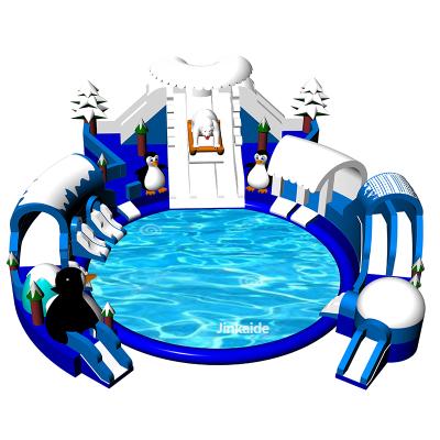 China Four 1100W Fan Outdoor Attractive Water Entertainment Amusement Park Inflatable Water Slide Sled for sale