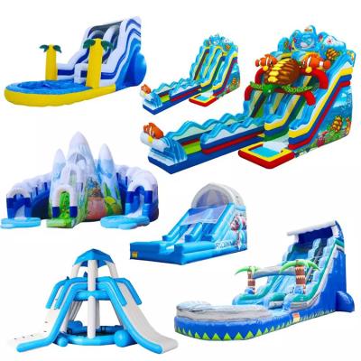 China Outdoor Entertainment Children's Trampoline Castle With Pool Bouncy House Inflatable Water Slide for sale