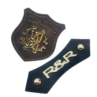 China Leather Metal Logo Labels Custom Brand Patches Viable for Jeans Clothing Shoes and Handbags for sale