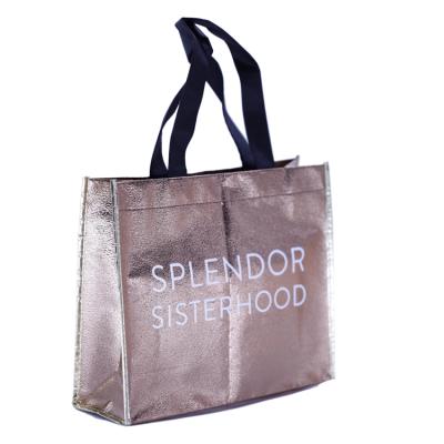 China Eco-friendly Custom Design Printing Recycle Foldable Laminated Metallic Non Woven Shopping Bag for sale